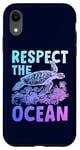 Coque pour iPhone XR Respect The Ocean Sea Turtle Surfer Plongée Fleurs