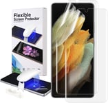Protection Écran Samsung Galaxy S21 Ultra 5g, Film Flexible, Avec Uv-Durcissement & Outil D'alignement, 3d Couverture Complète, Supporte Le Capteur D'empreintes Digitales Lot De 2