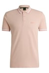 BOSS Mens Paddy Curved-Logo Polo Shirt in Organic Cotton Orange