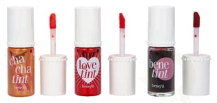 Benefit Lip Tints to Love Set 18 ml 3x6ml - 1x Chachatint Lip & Cheek Stain 6ml/1x Lovetint Lip & Cheek Stain 6ml/1x Benetint Lip & Cheek Stain 6ml