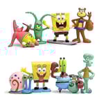 8 st Spongebob Squid Tentakel Krabba Sand Leksak Pvc Action Figur Samlarmodell Leksaker