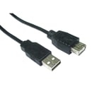 Bluecharge Direct 0.12m Metre SHORT USB EXTENSION Cable Lead A Male To A Female Black 12cm