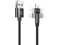 Usams USB cable USAMS U60 2A Lightning braided swivel cable black/black 1m SJ476USB01 (US-SJ476)