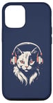 Coque pour iPhone 14 Chat avec casque musique cool DJ gamer chat design