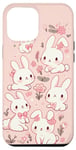 iPhone 15 Plus Charming Pink Bunnies & Blossoms Cute Springtime Case