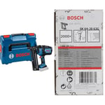 Bosch Professional System GNH 18V-64 Battery Nailer Gun (Nail Dia. 1.6 mm, max. Nail Length 64 mm, excluding Rechargeable Batteries, Charger, in L-BOXX 136) + SK64-20 Stapling Nail Galvanised, 63mm