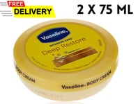 2 x Vaseline Intensive Care Deep Restore Moisturising Cream Glowing Skin 75ml