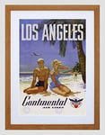 Wee Blue Coo Travel La Los Angeles Continental Airline Beach Tropicalad Art Framed Wall Art Print