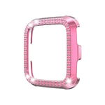 GuosB For Fitbit versa/versa lite PC Double-Row Diamond-Encrusted Protective Shell (Black) (Color : Pink)