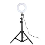 Roterbar selfie på stativ med LED-lys, 25 cm - Svart