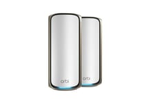 NETGEAR Orbi 970 Series Quad-Band WiFi 7, 2-Pack Quad-band (2.4 GHz / 5 GHz-1 / 5 GHz-2 / 6 GHz) Wi-Fi 6 (802.11ax) Grå 3 Innvendig lys