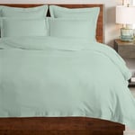 Pizuna Coton peigné Ensemble de Housse de Couette 140x200 cm 1 Personne Vert écume de mer, 100% Coton Longue Tige 400 Fils Armure Satin, Housse de Couette de Luxe avec Fermeture à Boutons