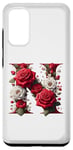 Galaxy S20 Red Rose Roses Flower Floral Design Monogram Letter N Case