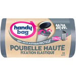 Handy bag sacs poubelle à fixation elastique poubelle haute 20l/ 30l, 80% de plastique recyclé, 1 rouleau de 15 sacs