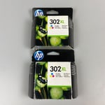 TWIN PACK NEW Genuine Original HP 302XL Colour Ink Cartridges (F6U67AE)