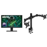 BenQ GL2480 écran Gaming 24 Pouces, 1ms, 75 Hz, HDMI & Amazon Basics Bras de Support Double à Fixation pour écran Hauteur réglable Acier