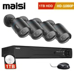 Wired 1080P HD CCTV Security System Kit 4CH DVR Home Outdoor Security Camera 1TB