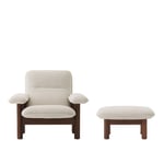Audo Copenhagen - Brasilia Lounge Chair & Ottoman - Walnut/Moss 11 - Sittpuffar