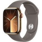 APPLE Apple Watch Series 9 Gps + Cellular - 41 Mm Guldstålfodral Sportbandsarmband I Lera M/l