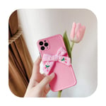 Cute 3D Lace Bow Strawberry Soft Silicon Phone Case For Iphone 11 Pro XR X XS Max 7 8 Plus SE2 2020 Sockproof Cover Cases Fundas-Pink-For Iphone XR