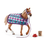 SCHLEICH Horse Club English Thoroughbred Horse Toy Figure with Blanket  | New
