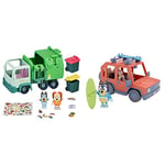 Bluey Garbage Truck Vehicle Playset with Two 2.5"-3" Official Collectable Character Action Figure & Heeler Family 4WD Vehicle Playset: Official Collectable Car