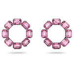 Swarovski Anneaux d'oreilles Millenia, paire de boucles d'oreilles en cercle, taille hexagonale, métal rhodié, rose
