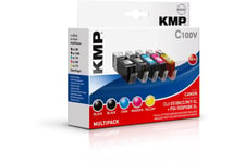 KMP MULTIPACK C100V - 5 paket - sort, gul, cyan, magenta - blækpatron (alternativ till: Canon CLI-551BK XL, Canon PGI-550PGBK XL, Canon CLI-551M XL, Canon CLI-551Y XL, Canon CLI-551C XL, Canon 6431B001, Canon 6446B001, Canon 6443B001, Canon 6444B001, Cano