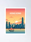 Situen Hong Kong Vintage Travel Poster - For Office Decor, Dorm, Classroom, Gymnast And Lgbt Besties, Holiday, Great Inspirational Wall Art