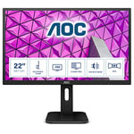AOC Écran 22P1 54 cm (21,5 pouces) (DVI, HDMI, hub USB, dalle MVA, DisplayPort, pivot, temps de réponse de 5 ms, 1920x1080) noir