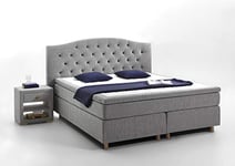 Atlantic Home Collection Claire Lit à Sommier Tapissier, 180 x 200 cm, avec Surmatelas (Niveau de Fermeté H3), Gris