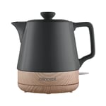 Ceramic Electric Kettle 1L UK Plug Cordless Jug Swivel Base Wood 1200W Elegant