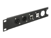 Delock D-Type Module 3.5 mm 3 pin stereo jack female to terminal block - Modulkontaktplatta med insnäppsfästen - kan monteras på panel - minihörlurskontakt, stereo 3,5 mm - svart