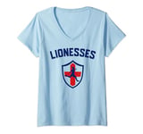 Womens Lionesses & England Flag Badge, Men, Women & Kids, Lioness V-Neck T-Shirt