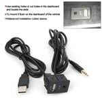 3.5mm AUX Extension Cable Adapter Flush Mount USB Port Headphone Jack Panel