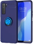 PIXFAB For Huawei P40 Lite 5G Case, Slim Gel Rubber Shockproof Phone Case Cover, Magnetic Ring [Kickstand] With [360 Rotation] With Screen Protector For P40 Lite 5G (6.5") - Blue