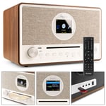 WiFi Internet Radio with DAB+, CD Player, USB & Bluetooth - Audizio Lucca Wood