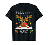 Middle School Squad Reindeer Funny Teacher Christmas Pajamas T-Shirt