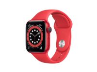 Apple Watch Series 6 (GPS + Cellular) - (PRODUCT) RED - 40 mm - röd aluminium - smart klocka med sportband - fluoroelastomer - röd - bandstorlek: S/M/L - 32 GB - Wi-Fi, Bluetooth - 4G - 30.5 g