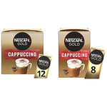 Nescafé Gold Cappuccino Sachets – 12 Cups (Pack of 1) & Gold Cappuccino Instant Coffee, 8 x 15.5g, 8 Count (Pack of 1)