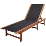 Non communiqué Chaise longue en bois d'acacia solide et textilène 200 x 66 34 cm