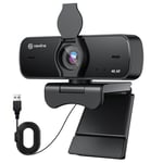 N newline Webcam 4k pour PC avec 2 Micro et Capteur Sony, New Upgraded Autofocus, 30fps, Correction de La Lumière, avec Privacy Shutter, USB Full HD Webcam pour Streaming Laptop Mac Skype