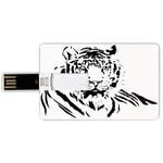 8G USB Flash Drives Credit Card Shape Tiger Memory Stick Bank Card Style Black Stripes of a Large Hunter Cat Nature Scenes Beautiful Sublime Beast Digital Artwork Decorative,Black Waterproof Pen Thum