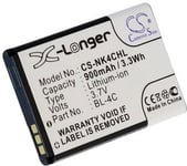 Batteri BL-4C for Nokia, 3.6V (3.7V), 900 mAh