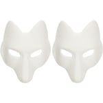 Vargmask Djurmasker 2st Rävmask, Halloween Vit Rävmask Djurmask DIY Blank Mask för Halloween Kostymrekvisita