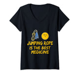 Womens Funny Jumping Rope Is The Best Medicine Jump Rope Skipping V-Neck T-Shirt