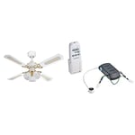 Westinghouse Infrared Remote Control, White with Princess Trio Ceiling Fan, White/Oak Cane