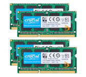 Crucial 4x 4GB 2RX8 PC3-12800S DDR3 1600Mhz SODIMM 204Pin Laptop Memory RAM @dd