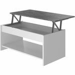 Sofabord med løftbar plade Hvid/Grå 50 cm