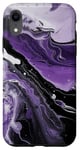 Coque pour iPhone XR Drapeau de fierté en marbre d'asexualité | Art à l'encre du drapeau de la fierté asexuée